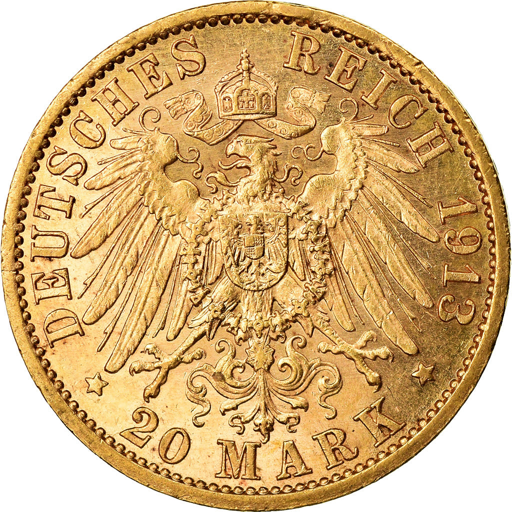 Moneda, Estados alemanes, PRUSSIA, Wilhelm II, 20 Mark, 1913, Berlin, SC, Oro