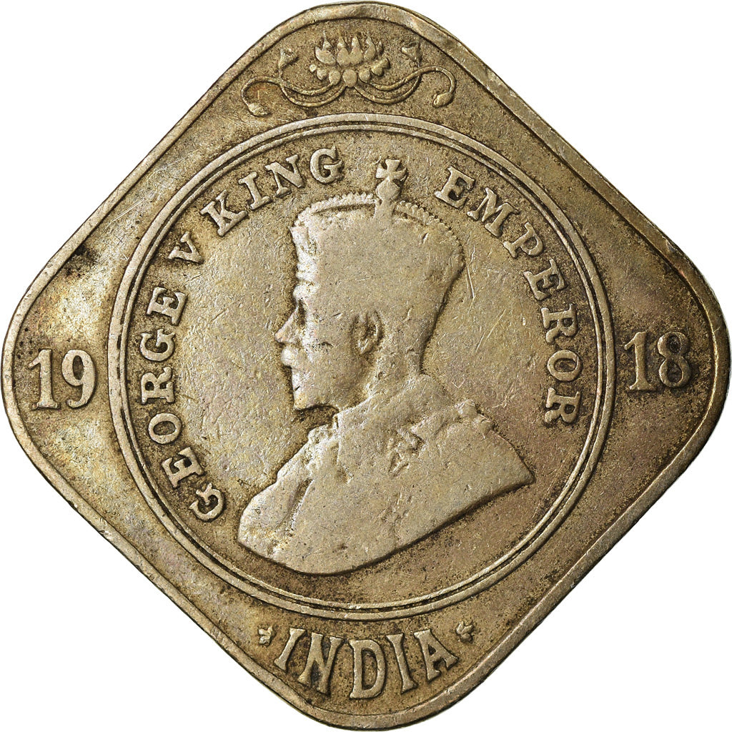 Coin, INDIA-BRITISH, George V, 2 Annas, 1918, Bombay, VF(30-35), Copper-nickel