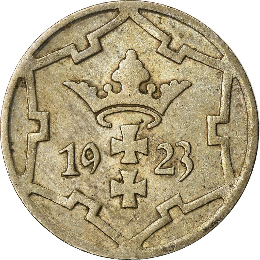 Coin, DANZIG, Germany, 5 Pfennig, 1923, EF(40-45), Copper-nickel, KM:142