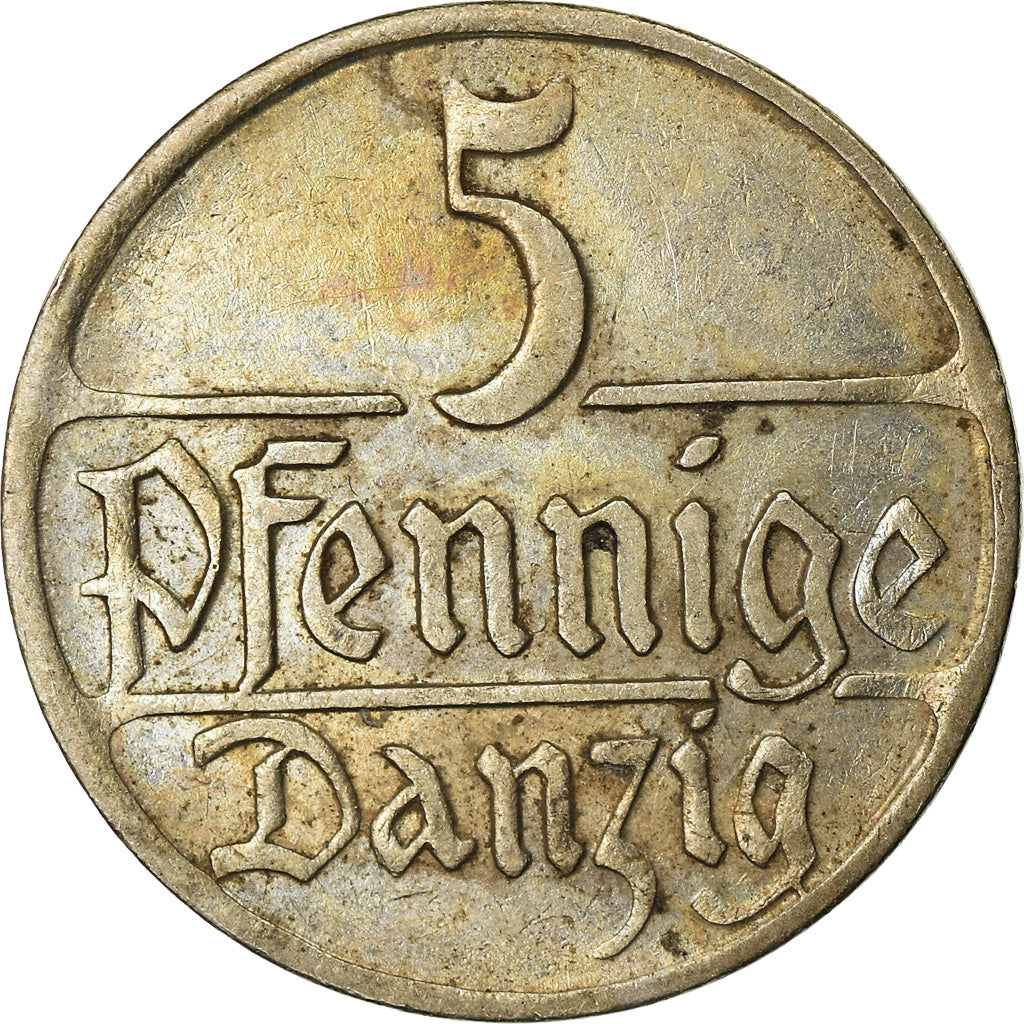 Coin, DANZIG, Germany, 5 Pfennig, 1923, EF(40-45), Copper-nickel, KM:142