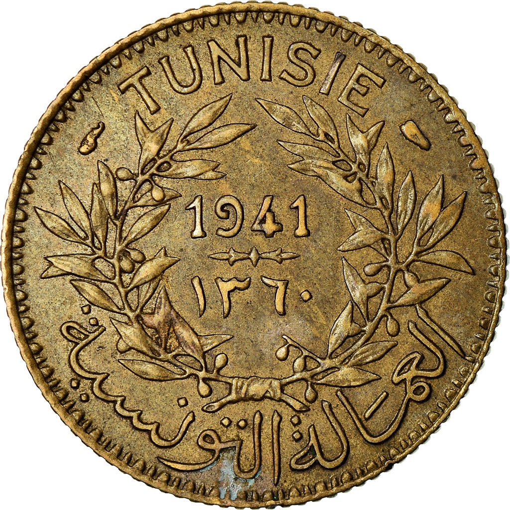 Moneta, Tunisia, Anonymous, Franc, 1941, Paris, VF(30-35), Aluminium-Brąz