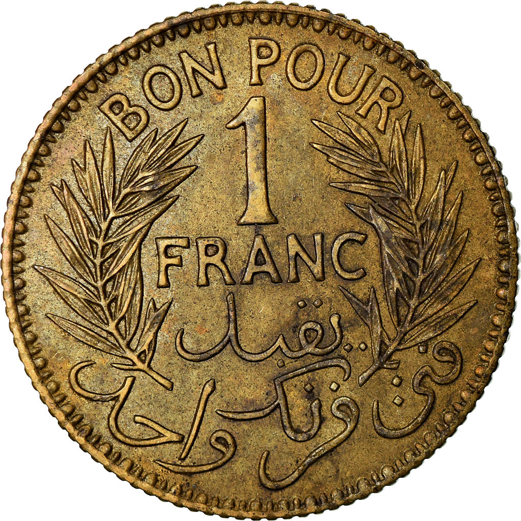 Moneta, Tunisia, Anonymous, Franc, 1941, Paris, VF(30-35), Aluminium-Brąz