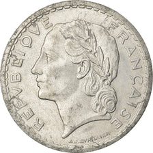 Munten, Frankrijk, Lavrillier, 5 Francs, 1945, Castelsarrasin, ZF+, Aluminium