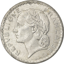 Coin, France, Lavrillier, 5 Francs, 1945, Castelsarrasin, AU(50-53), Aluminum