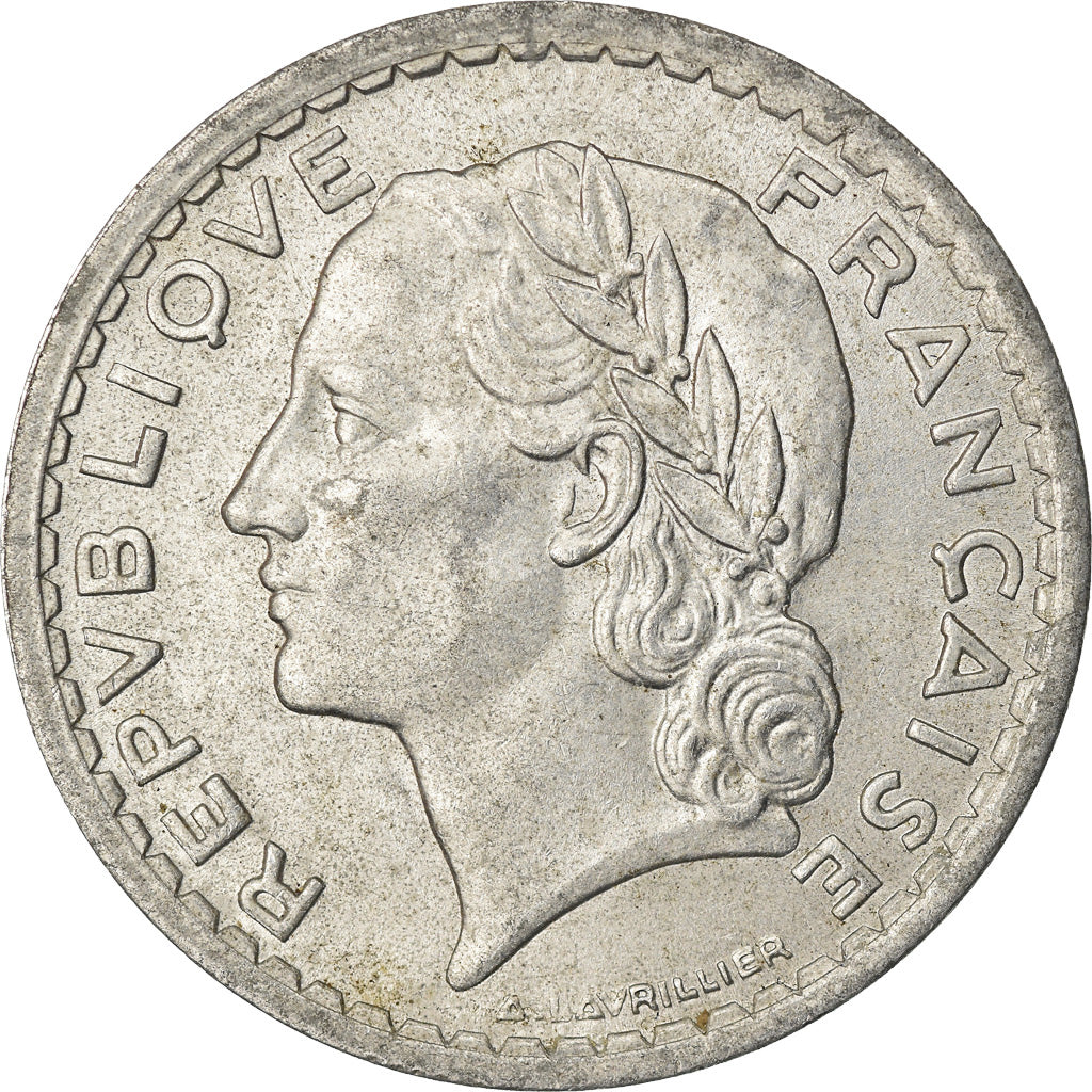 Moneta, Francia, Lavrillier, 5 Francs, 1945, Castelsarrasin, BB+, Alluminio