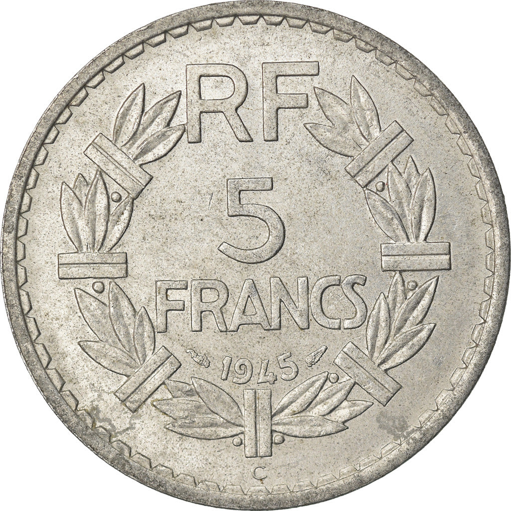 Moneta, Francia, Lavrillier, 5 Francs, 1945, Castelsarrasin, BB+, Alluminio