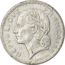 Munten, Frankrijk, Lavrillier, 5 Francs, 1945, Castelsarrasin, ZF+, Aluminium