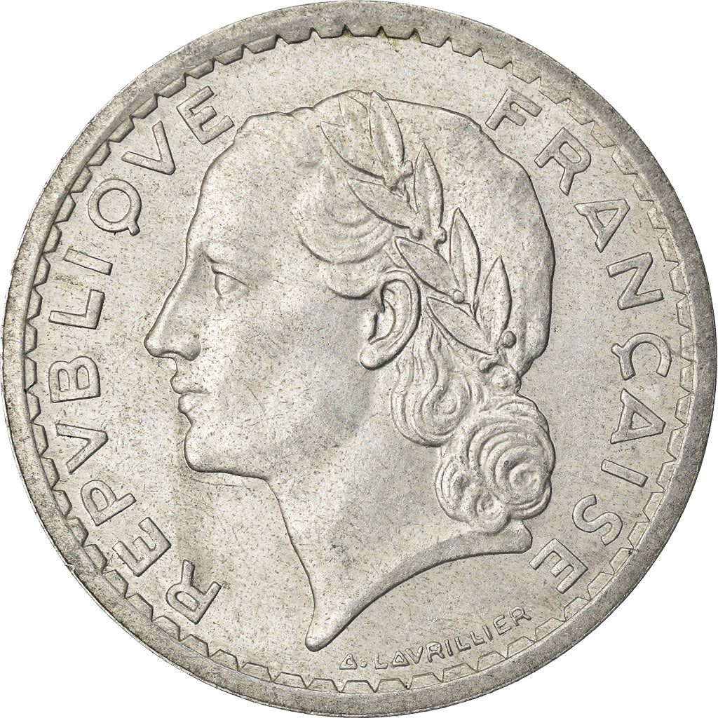 Coin, France, Lavrillier, 5 Francs, 1945, Castelsarrasin, AU(50-53), Aluminum