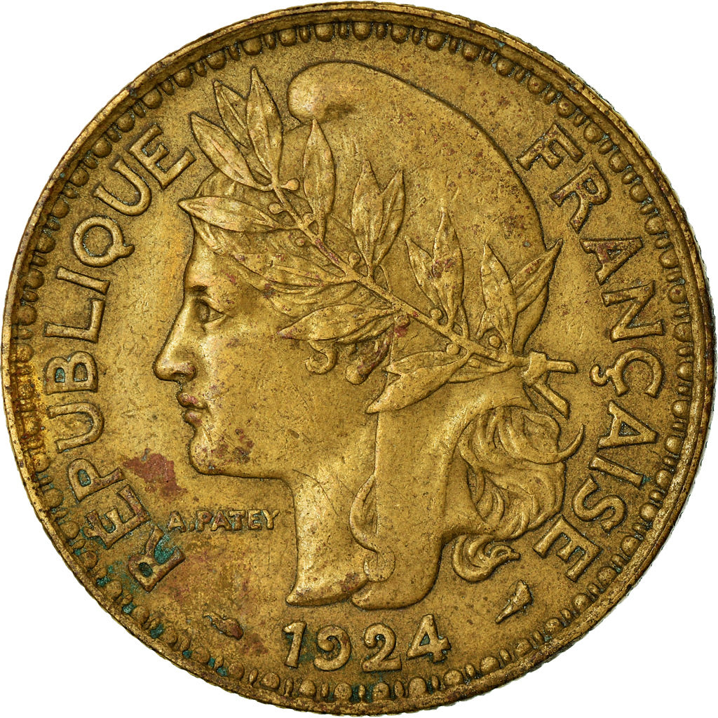 Coin, Cameroon, 2 Francs, 1924, Paris, EF(40-45), Aluminum-Bronze, KM:3
