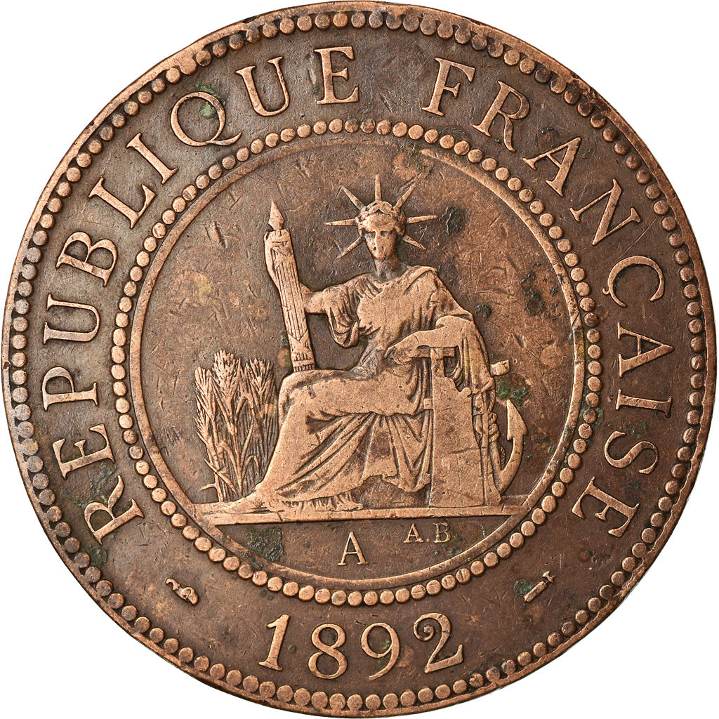 Coin, FRENCH INDO-CHINA, Cent, 1892, Paris, VF(30-35), Bronze, KM:1