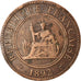 Coin, FRENCH INDO-CHINA, Cent, 1892, Paris, VF(30-35), Bronze, KM:1