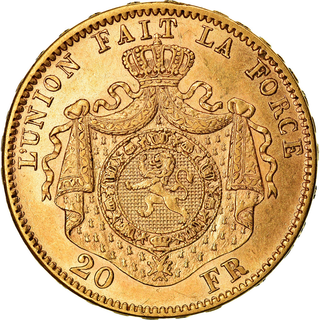 Moneta, Belgio, Leopold II, 20 Francs, 20 Frank, 1870, SPL, Oro, KM:32