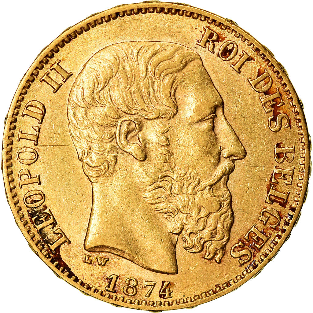 Monnaie, Belgique, Leopold II, 20 Francs, 20 Frank, 1874, SUP+, Or, KM:37