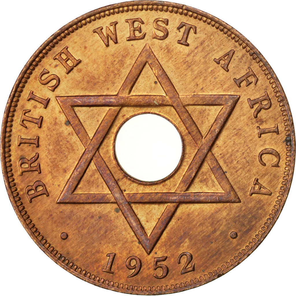 BRITISH WEST AFRICA, Penny, 1952, KM #30a, AU(55-58), Bronze, 30.5, 9.58