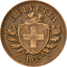 SWITZERLAND, 2 Rappen, 1937, Bern, KM #4.2a, EF(40-45), Bronze, 20, 2.86