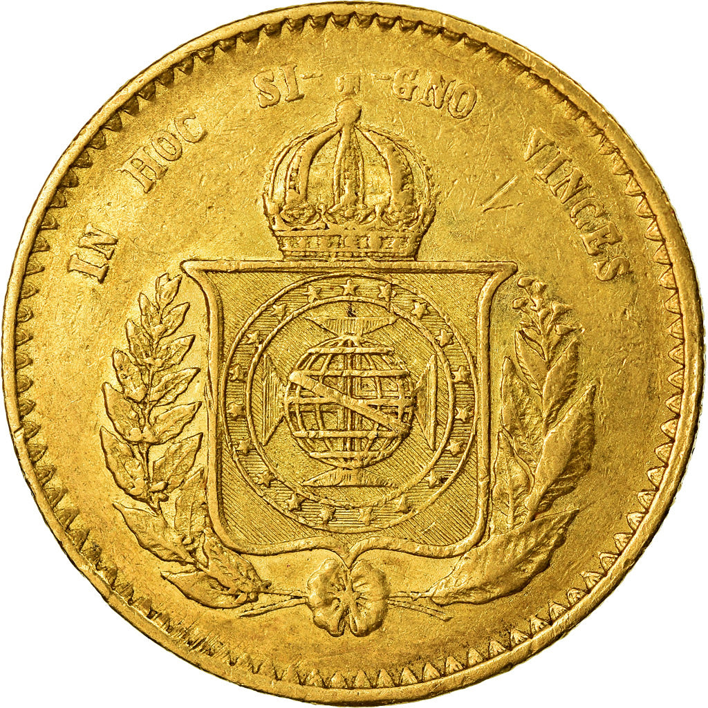 Coin, Brazil, Pedro II, 20000 Reis, 1851, EF(40-45), Gold, KM:463