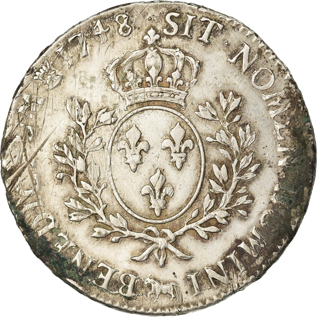 Coin, France, Louis XV, Écu de Béarn au bandeau, Ecu, 1748, Pau, Rare