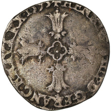 Monnaie, France, Henri IV, 1/4 d'écu à la croix feuillue de face, 1595
