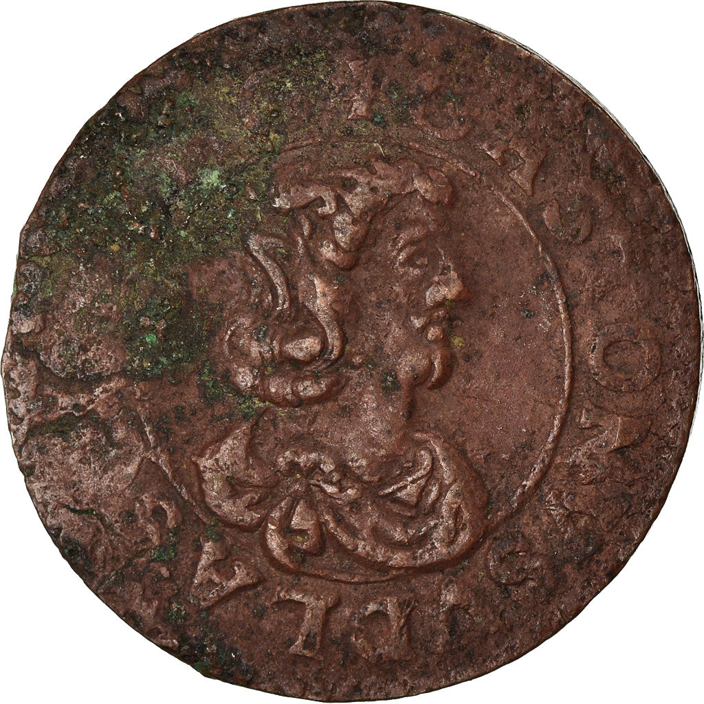 Monnaie, France, DOMBES, Gaston d'Orléans, Double Tournois, 1641, Trévoux
