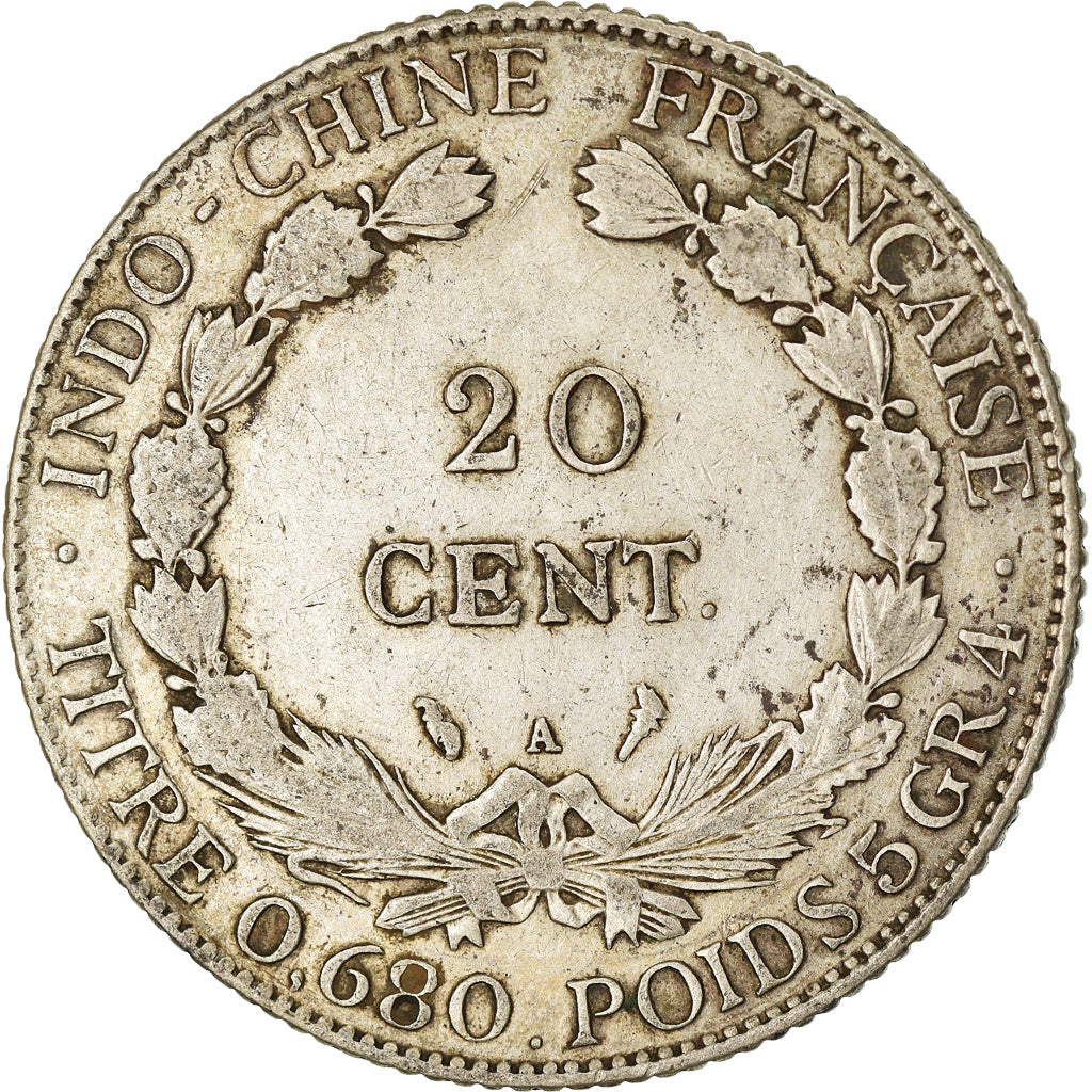 Coin, FRENCH INDO-CHINA, 20 Cents, 1930, Paris, VF(30-35), Silver, KM:17.1