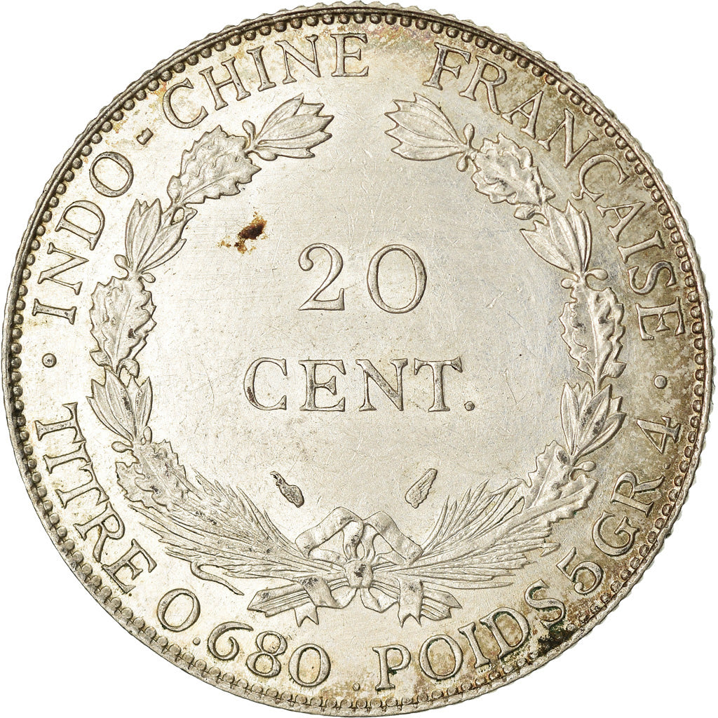 Munten, FRANS INDO-CHINA, 20 Cents, 1937, Paris, PR, Zilver, KM:17.2