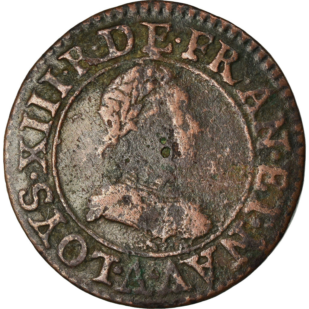 Munten, Frankrijk, Louis XIII, Double tournois, buste enfantin, Double Tournois