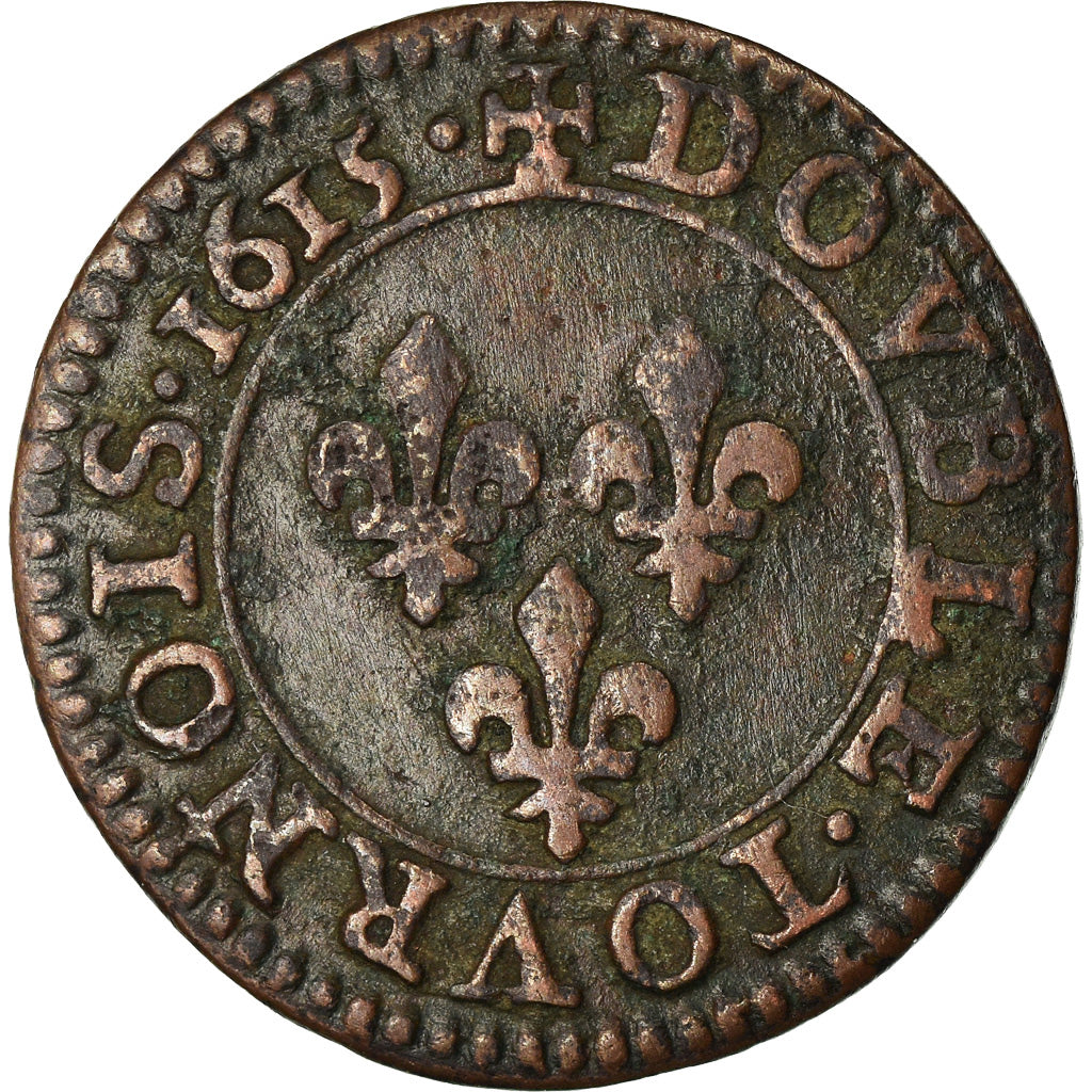 Munten, Frankrijk, Louis XIII, Double tournois, buste enfantin, Double Tournois