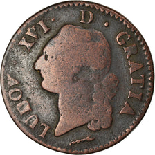 Moneta, Francia, Louis XVI, Sol de Béarn, Sol, 1785, Pau, B+, Rame, KM:579