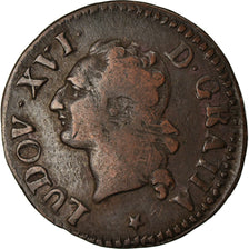 Moeda, França, Louis XVI, Liard, Liard, 1790, Lille, EF(40-45), Cobre