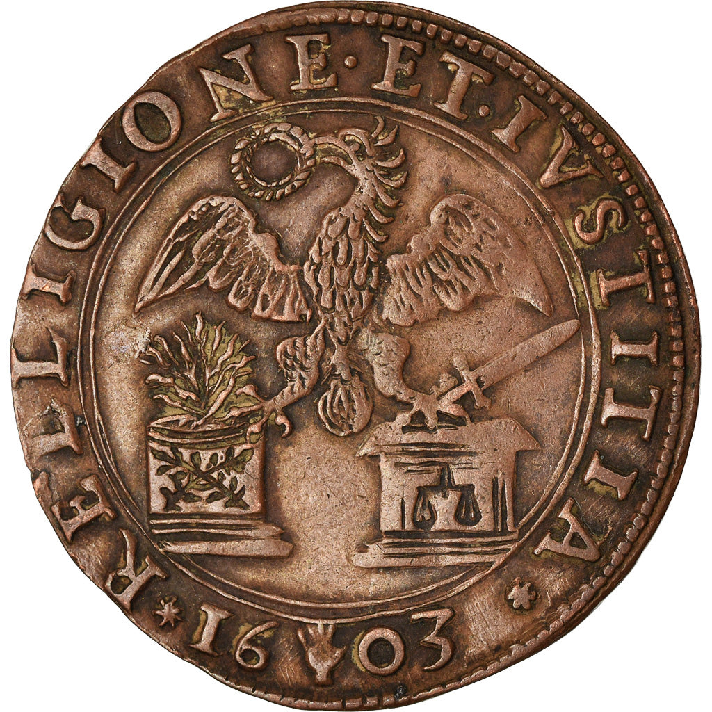 Spanish Netherlands, Token, Comté de Flandre, 1603, Antwerp, AU(50-53), Copper