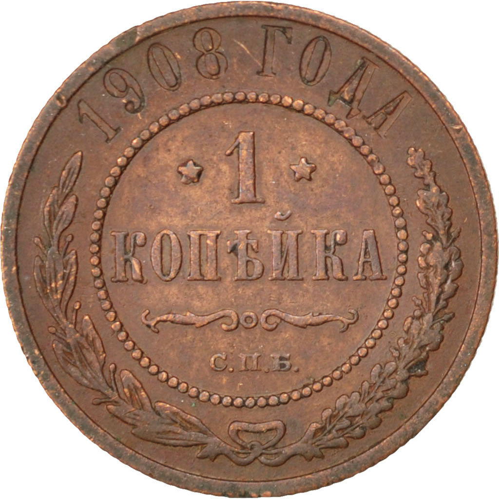 Monnaie, Russie, Nicholas II, Kopek, 1908, Saint-Petersburg, TB+, Cuivre, KM:9.2