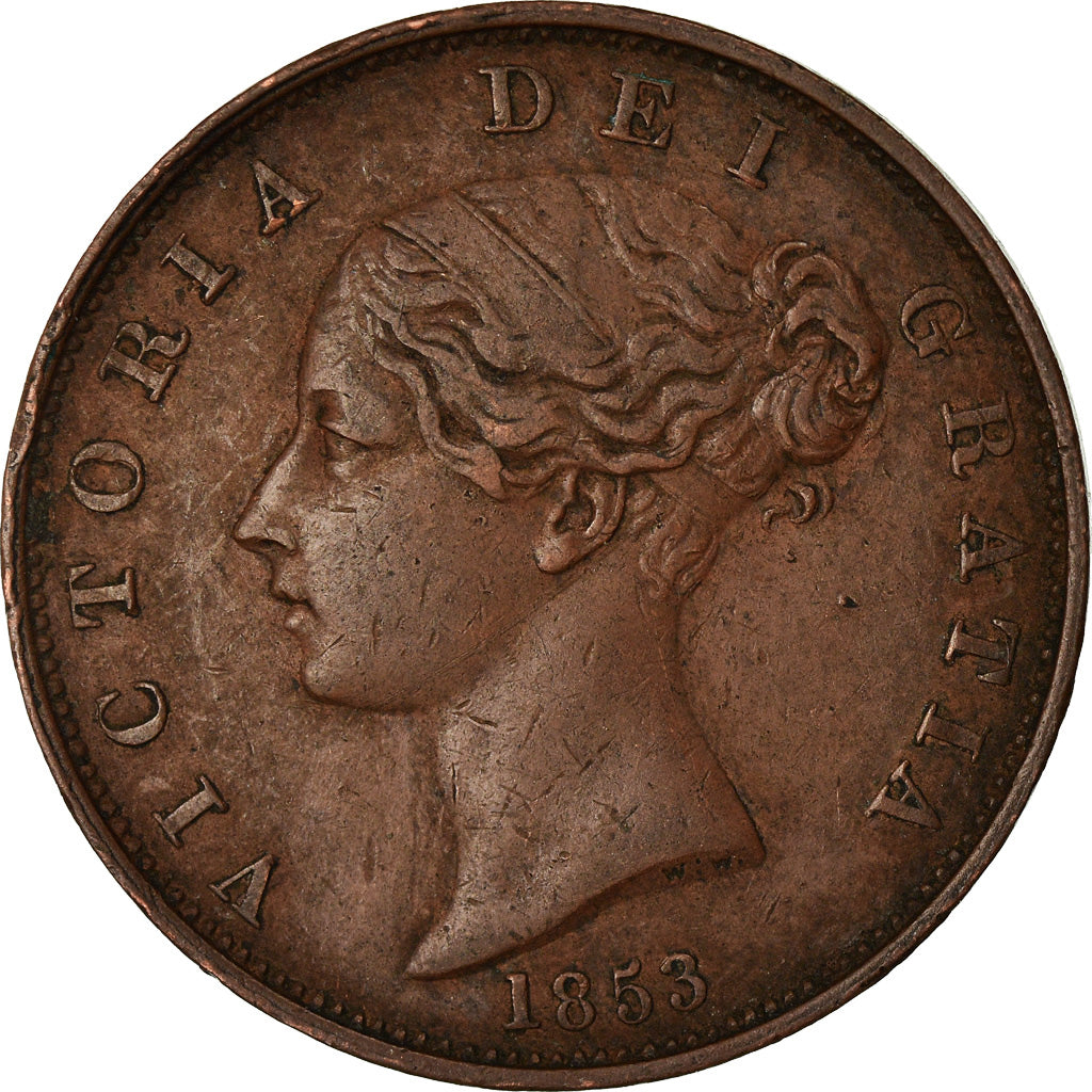 Coin, Great Britain, Victoria, 1/2 Penny, 1853, EF(40-45), Copper, KM:726