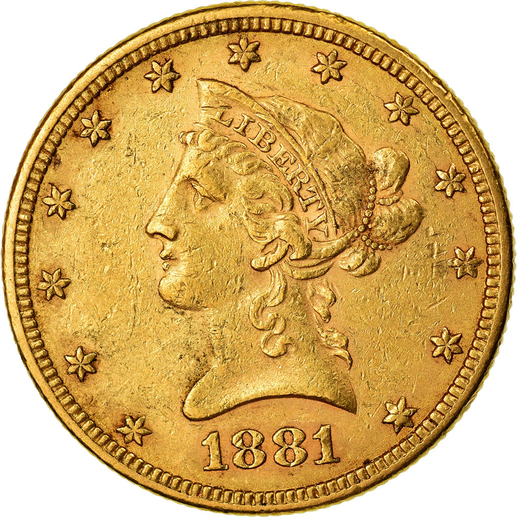 Coin, United States, Coronet Head, $10, Eagle, 1881, U.S. Mint, Philadelphia