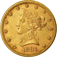 Coin, United States, Coronet Head, $10, Eagle, 1881, U.S. Mint, Philadelphia