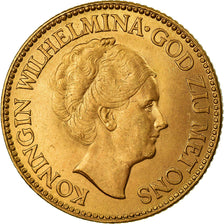 Coin, Netherlands, Wilhelmina I, 10 Gulden, 1932, MS(63), Gold, KM:162