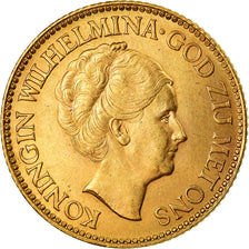 Coin, Netherlands, Wilhelmina I, 10 Gulden, 1932, MS(63), Gold, KM:162