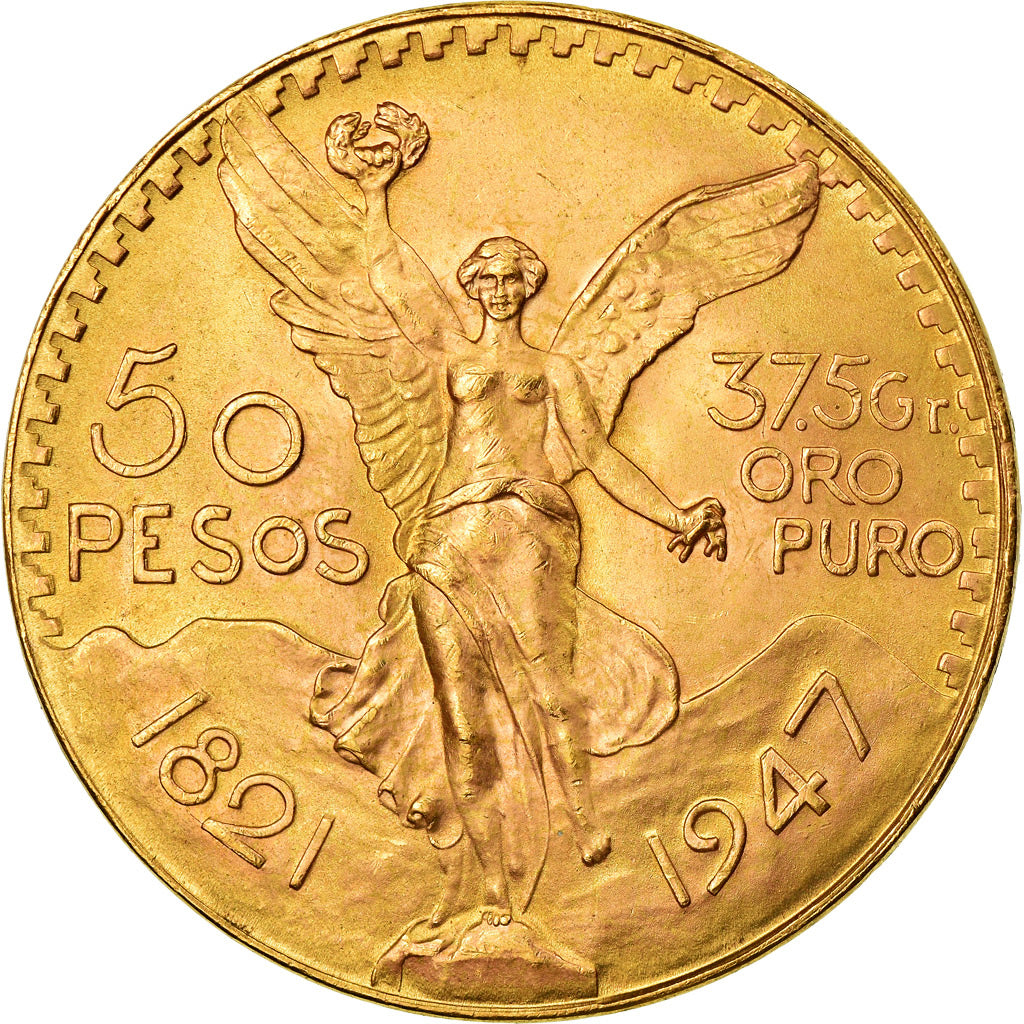 Coin, Mexico, 50 Pesos, 1947, Mexico City, MS(60-62), Gold, KM:481