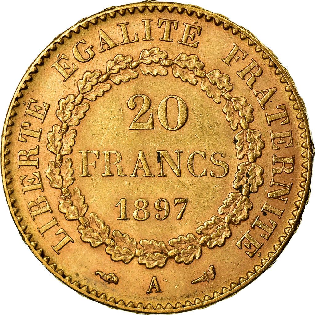 Munten, Frankrijk, Génie, 20 Francs, 1897, Paris, PR, Goud, KM:825