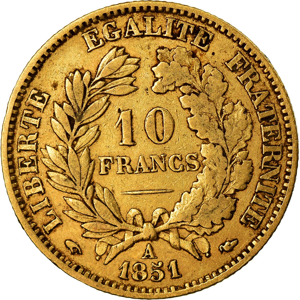 Monnaie, France, Cérès, 10 Francs, 1851, Paris, TTB, Or, Gadoury:1012, KM:770