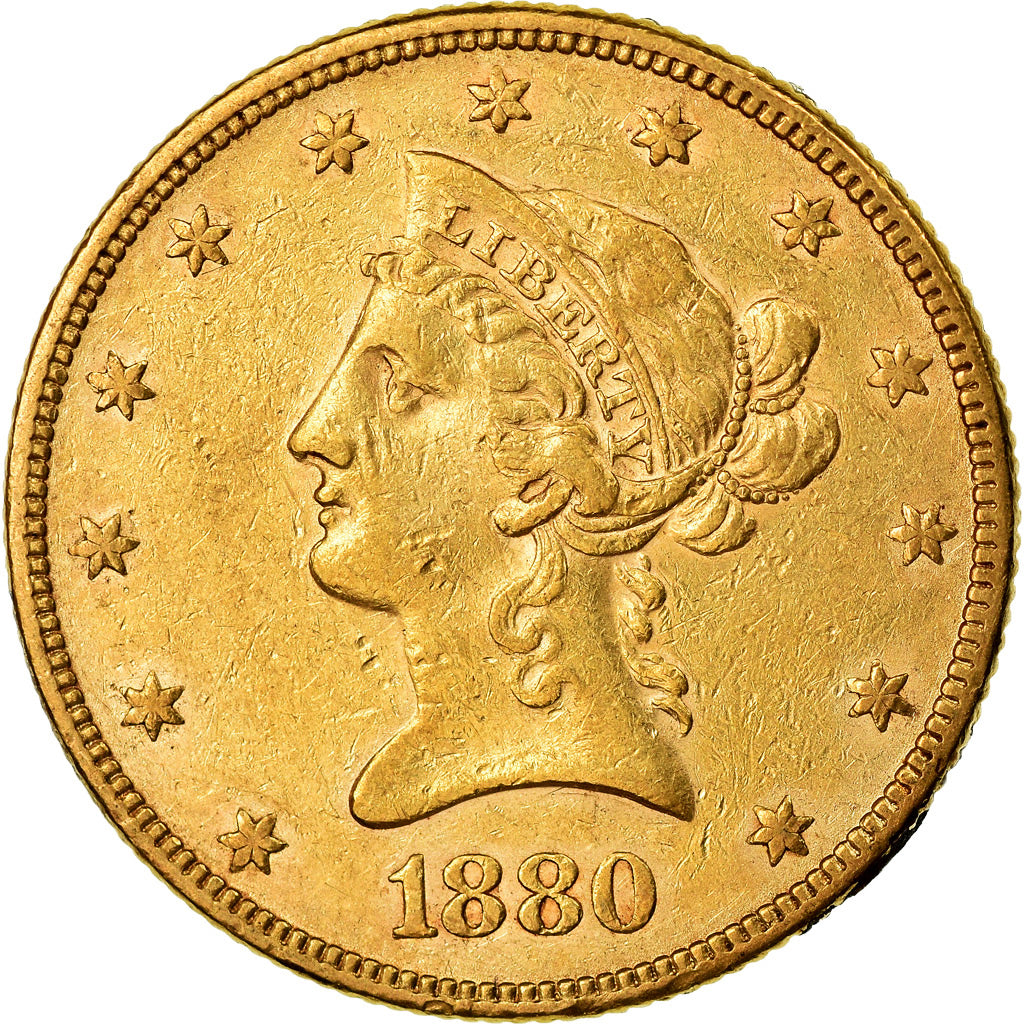 Coin, United States, Coronet Head, $10, Eagle, 1880, U.S. Mint, Philadelphia