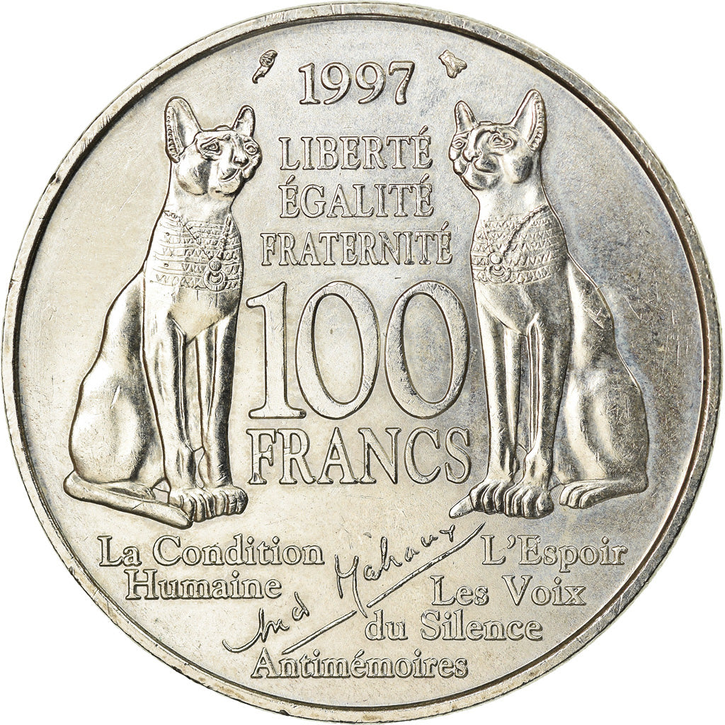 Coin, France, André Malraux, 100 Francs, 1997, AU(50-53), Silver, KM:1188