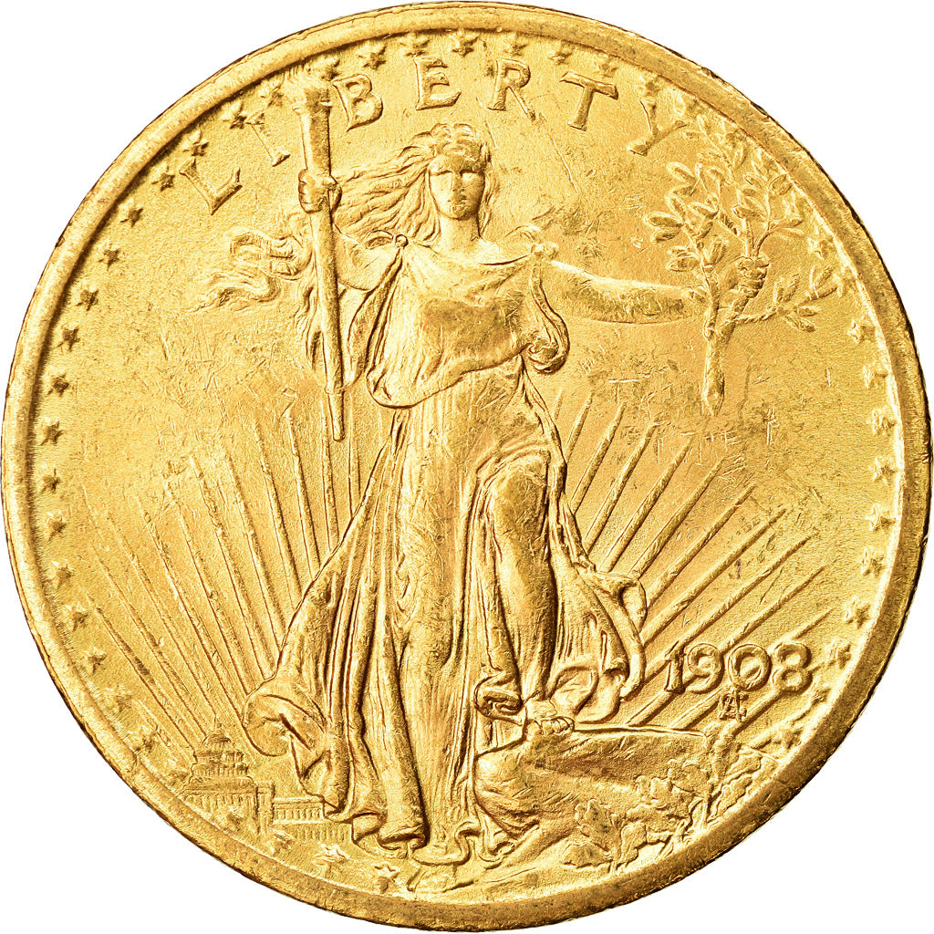 Moneta, Stati Uniti, Saint-Gaudens, $20, Double Eagle, 1908, U.S. Mint