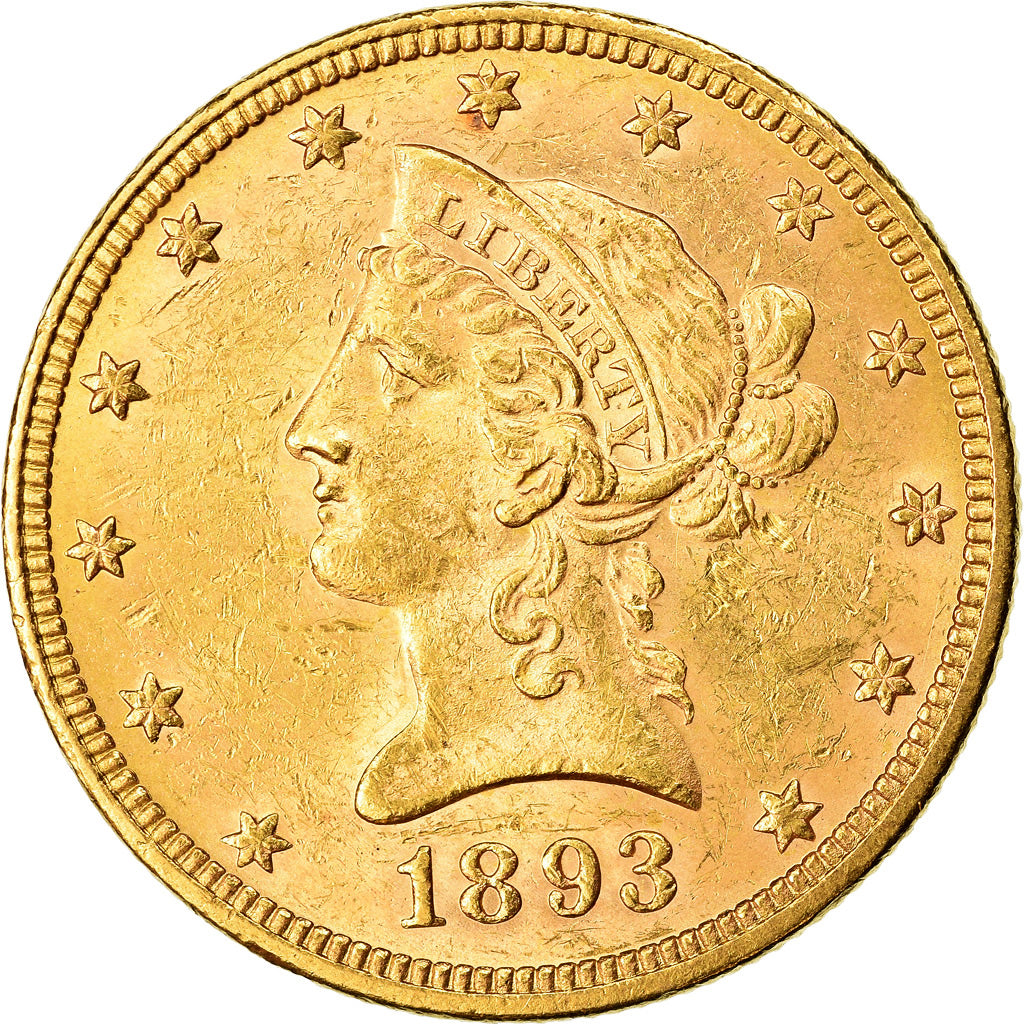 Coin, United States, Coronet Head, $10, Eagle, 1893, U.S. Mint, Philadelphia