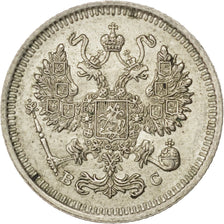 Russia, Nicholas II, 10 Kopeks, 1915, BB+, Argento, KM:20a.3