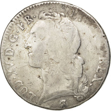 FRANCE, Écu au bandeau, ECU, 1744, Nantes, KM #512.20, VG(8-10), Silver, Gadoury