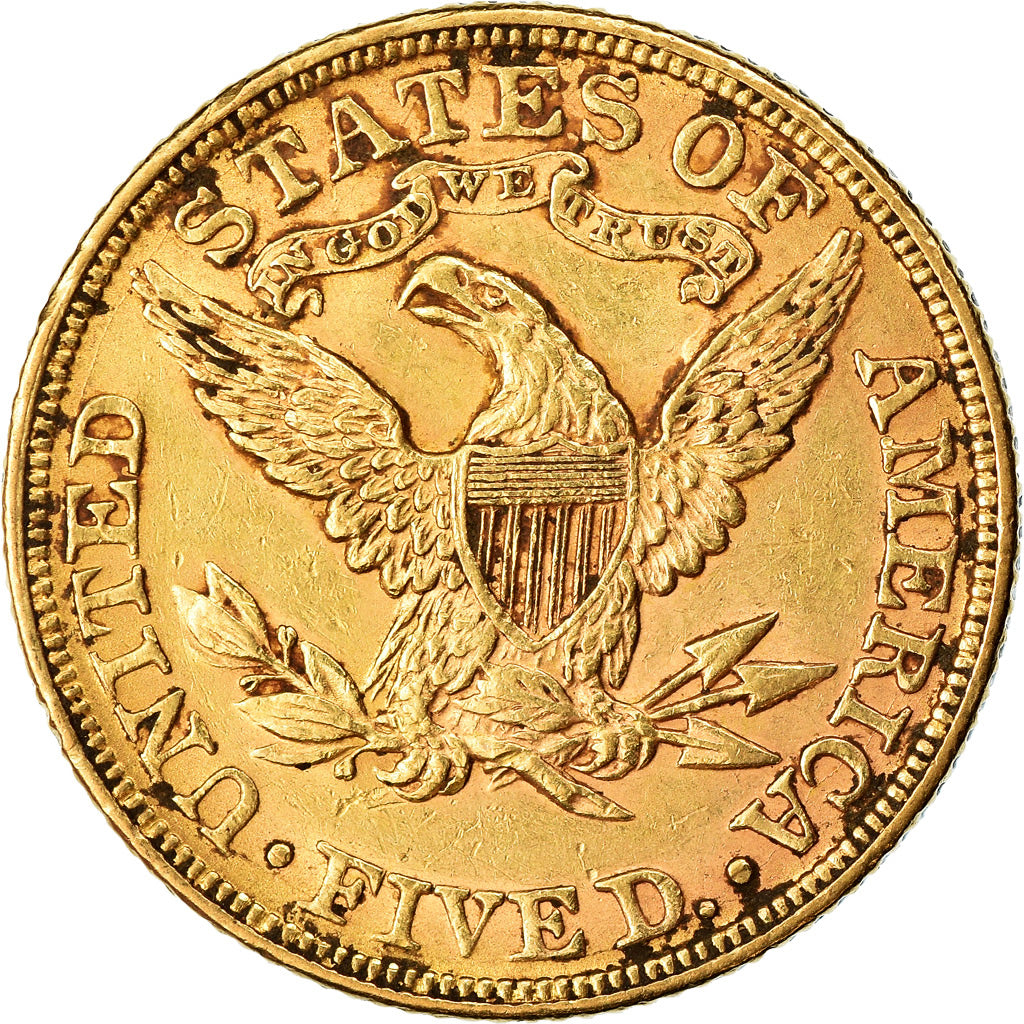 Moneta, USA, Coronet Head, $5, Half Eagle, 1892, U.S. Mint, Philadelphia