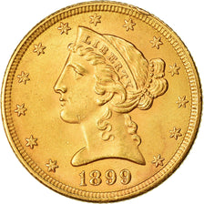 Monnaie, États-Unis, Coronet Head, $5, Half Eagle, 1899, U.S. Mint