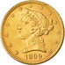 Moeda, Estados Unidos da América, Coronet Head, $5, Half Eagle, 1899, U.S.