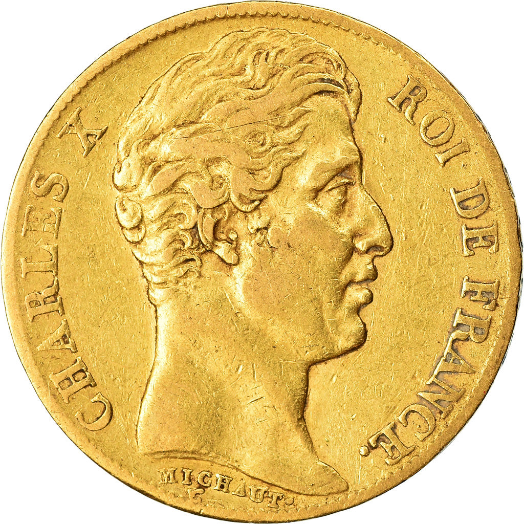 Moneta, Francja, Charles X, 20 Francs, 1825, Paris, EF(40-45), Złoto, KM:726.1