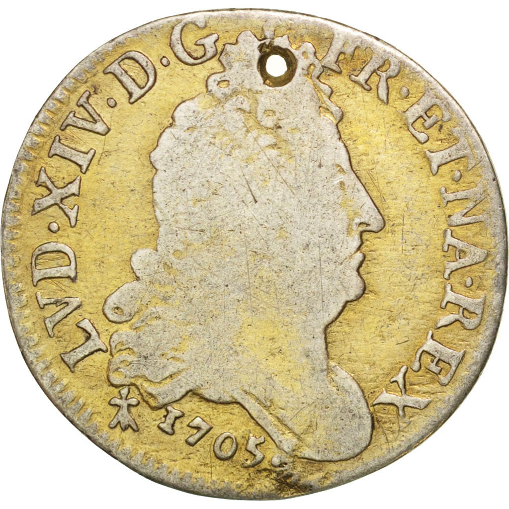 FRANCE, 10 Sols aux couronnes de Metz, 10 Sols-1/8 Ecu, 1705, Metz, KM #348.1,..